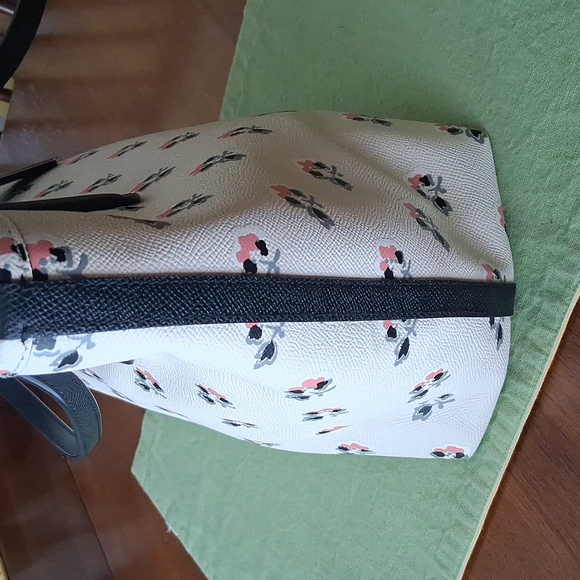 Coach Taxi Crossgrain Leather Tote Bramble Rose White Pink Floral Bag - Picture 5 of 16